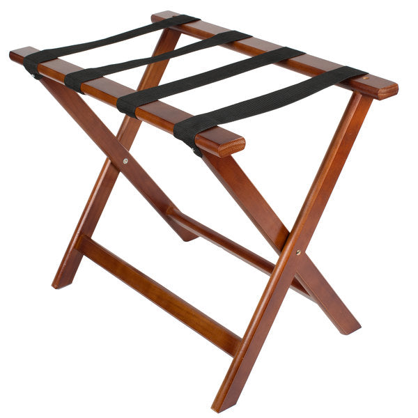 Lancaster Table & Seating 24 1/2" x 15" x 20" Walnut Wood Folding Luggage Rack