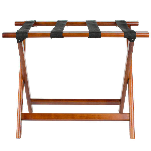 Lancaster Table & Seating 24 1/2" x 15" x 20" Walnut Wood Folding Luggage Rack