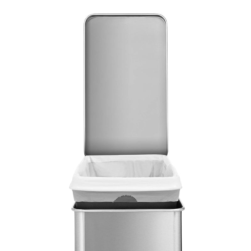 simplehuman 4.5 Liter / 1.2 Gallon Round Bathroom Step Trash Can, Brushed Stainless Steel
