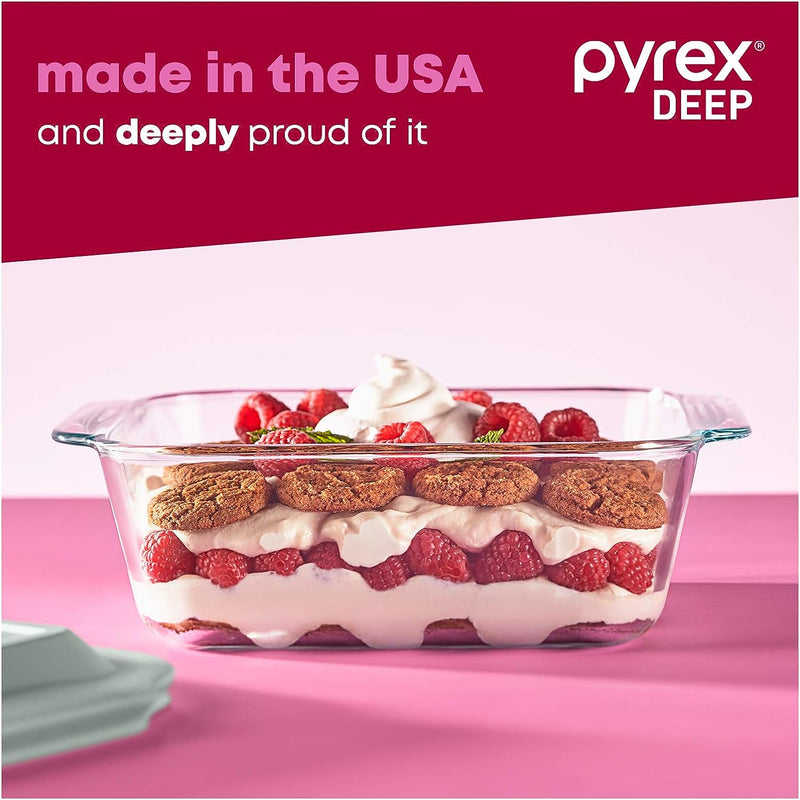 Pyrex Deep Baking Dish Set (6-Piece, BPA-Free Lids), Model: