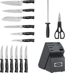 Cuisinart C77BTR-15PBK Classic Forged Triple Rivet, 15-Piece Knife Set with Block, Superior High-Carbon Stainless Steel Blades for Precision and Accuracy, Black