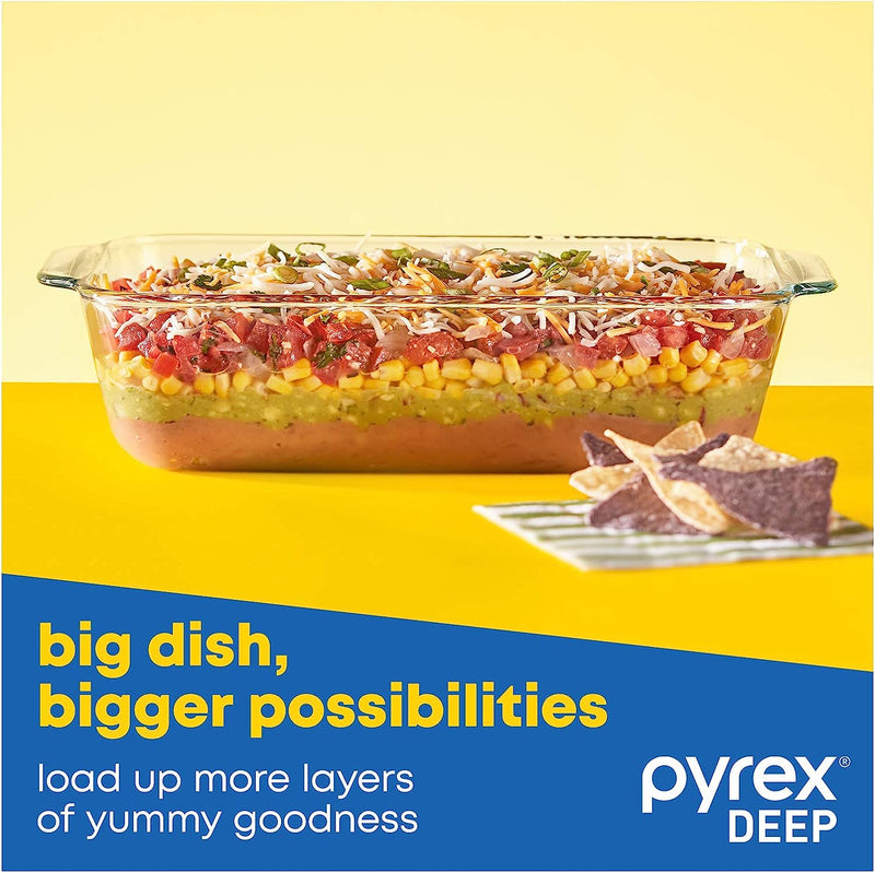 Pyrex Deep Baking Dish Set (6-Piece, BPA-Free Lids), Model: