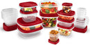 Rubbermaid 42-Piece Food Storage Containers with Lids, Salad Dressing and Condiment Containers, and Steam Vents, Microwave and Dishwasher Safe, Red (Pack of 21)