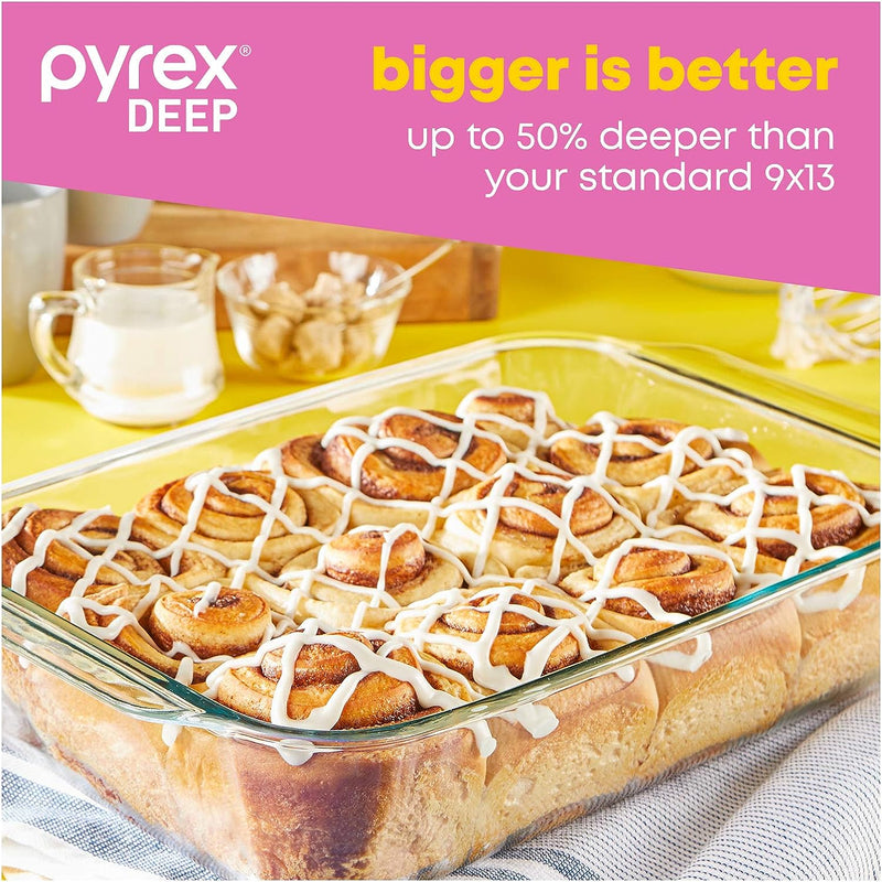 Pyrex Deep Baking Dish Set (6-Piece, BPA-Free Lids), Model: