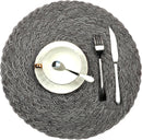 Topotdor Round Placemats Heat-Resistant Stain Resistant Anti-Skid Washable Polyproplene Table Mats Placemats (Set of 6, Braided-Gray)