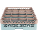 20-Compartment Gray Full-Size Glass Rack with 1 Brown Extender - 19 3/8" x 19 3/8" x 5 5/8"